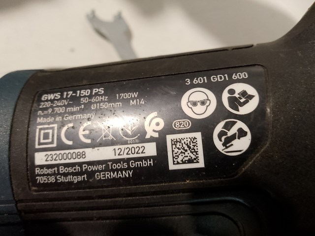 Haakse slijper 150mm 230v met dodemansschakelaar bosch, gws 17-150 ps, bouwjaar 2023 - afbeelding 5 van  5