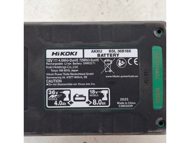 Haakse slijper 230mm accu 36v hitachi, g3623dawgz, bouwjaar 2019 - afbeelding 12 van  13
