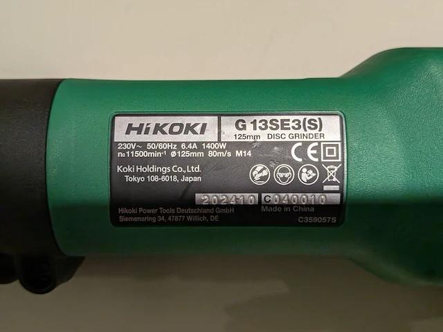 Haakse slijper, hikoki, g 13se3(s) - afbeelding 4 van  4
