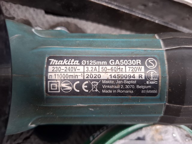 Haakse slijper makita, ga5030r, bouwjaar 2020 - afbeelding 5 van  5