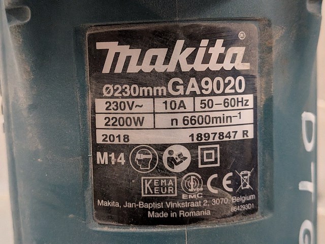 Haakse slijper, makita, ga9020 - afbeelding 10 van  11