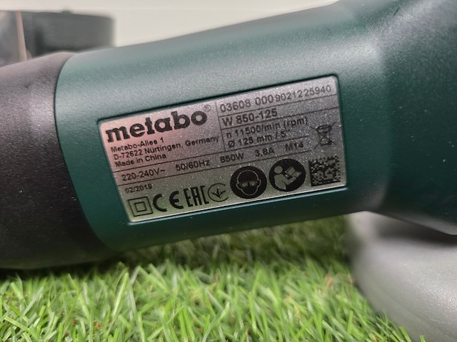 Haakse slijper metabo, w 850-125, groen - afbeelding 3 van  5