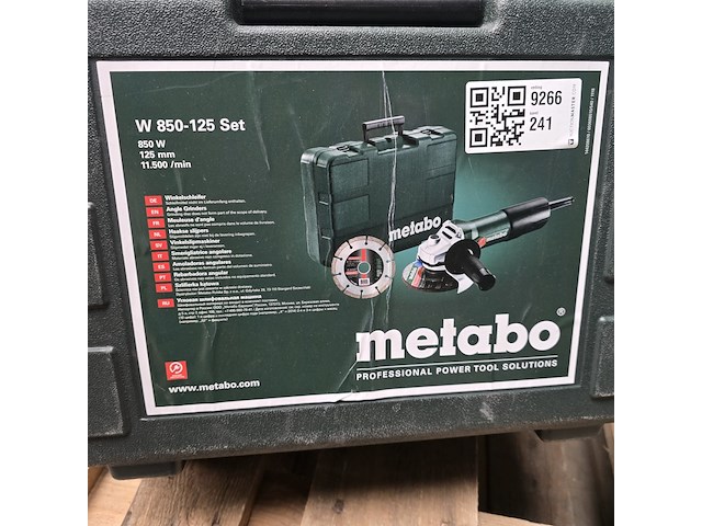 Haakse slijper, metabo, w 850-125 set, groen - afbeelding 1 van  6
