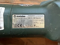 Haakse slijper, metabo, we 9-125 quick, groen/zilver, 2002, 900 w – 125 mm – met hulpstuk - afbeelding 2 van  4