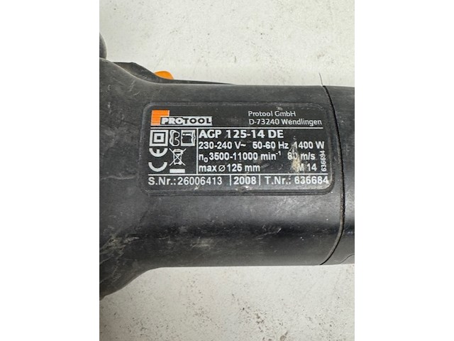 Haakse slijper protool, agp 125-14 de - afbeelding 3 van  5