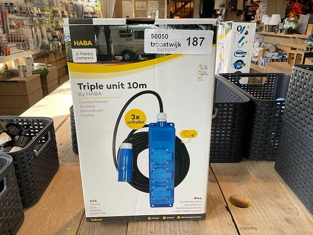 Haba triple unit stekkerdoos met 10m kabel (2x) - afbeelding 1 van  1