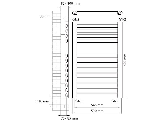 Haceka design radiator sinai satijn grijs - afbeelding 2 van  3