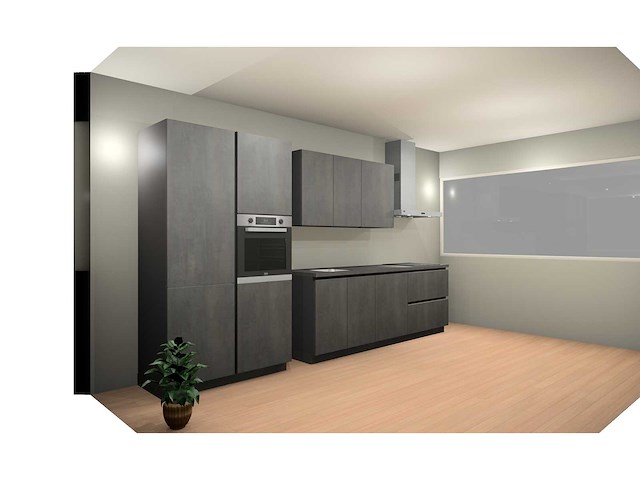 Häcker concept 130 - comet geplamuurde beton grafiet - keukenopstelling - afbeelding 13 van  17