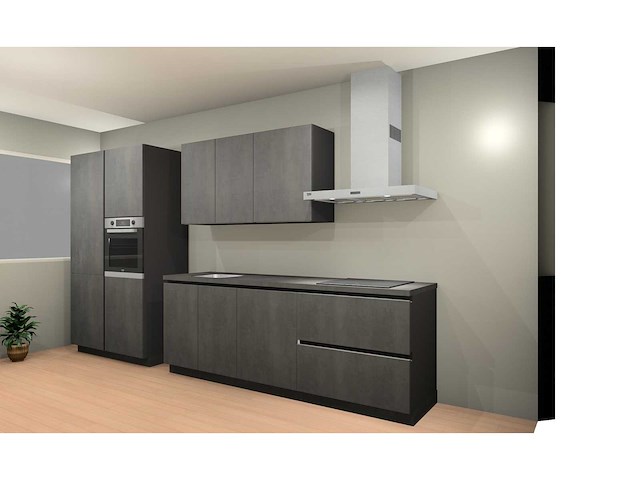 Häcker concept 130 - comet geplamuurde beton grafiet - keukenopstelling - afbeelding 12 van  17