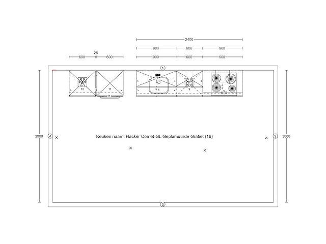 Häcker concept 130 - comet geplamuurde beton grafiet - keukenopstelling - afbeelding 7 van  17