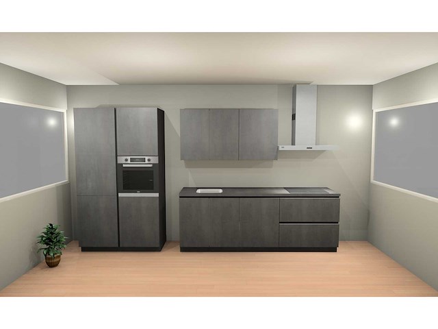 Häcker concept 130 comet geplamuurde beton grafiet rechte keuken - afbeelding 9 van  14