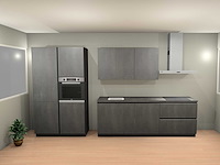 Häcker concept 130 comet geplamuurde beton grafiet rechte keuken