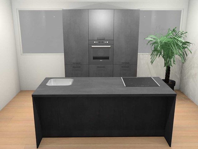 Häcker concept comet geplamuurde beton zwart eiland - afbeelding 1 van  31