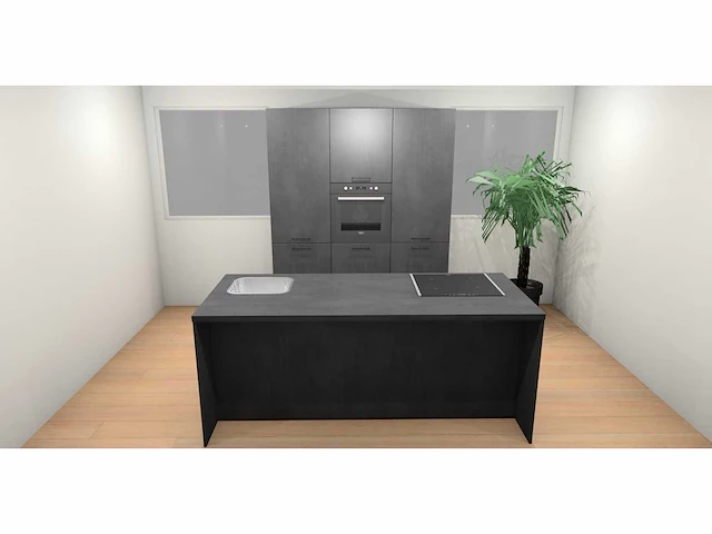 Häcker concept comet geplamuurde beton zwart eiland - afbeelding 12 van  31