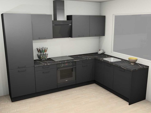Häcker concept topsoft zwart mat hoek - afbeelding 1 van  27