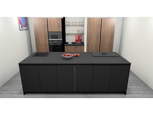 Häcker concept130 bali notenhout topsoft mat lak zwart eiland keuken - afbeelding 17 van  40