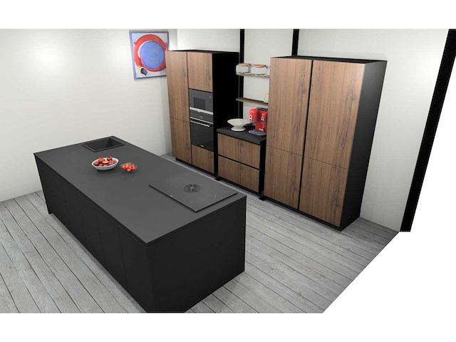 Häcker concept130 bali notenhout topsoft mat lak zwart eiland keuken - afbeelding 28 van  29