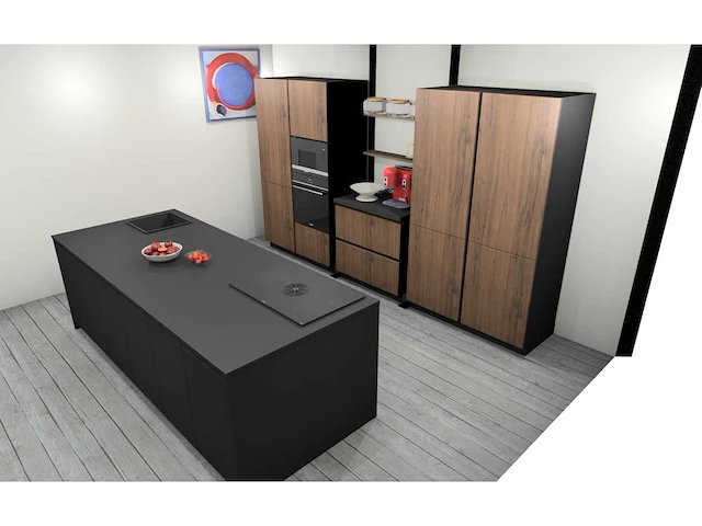 Häcker concept130 bali notenhout topsoft mat lak zwart eiland keuken - afbeelding 37 van  40