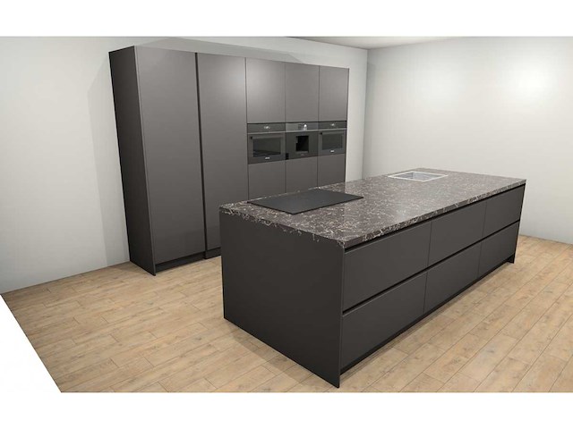 Häcker concept130 topsoft mat lak grafiet eiland keuken - afbeelding 3 van  4