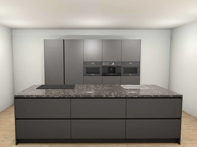 Häcker concept130 topsoft mat lak grafiet eiland keuken - afbeelding 1 van  26