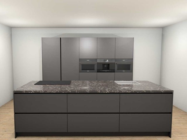 Häcker concept130 topsoft mat lak grafiet eiland keuken - afbeelding 1 van  16