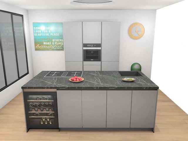 Häcker concept130 topsoft mat parelgrijs lak eiland keuken - afbeelding 1 van  33