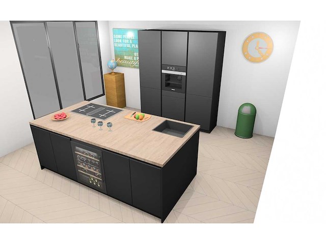 Häcker concept130 topsoft mat zwart lak eiland - afbeelding 3 van  29