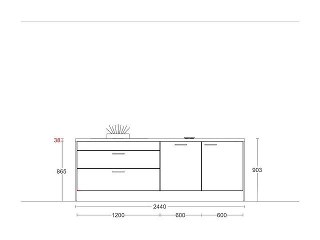 Häcker concept130 topsoft zwart mat eiland - afbeelding 8 van  14