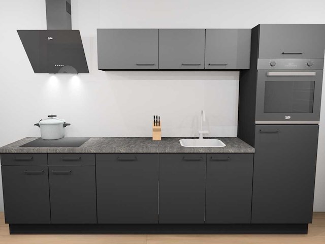 Häcker concept130 uno zwart mat recht keuken - afbeelding 1 van  17