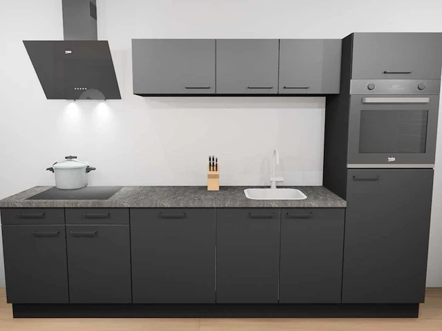 Häcker concept130 uno zwart mat recht keuken - afbeelding 1 van  22