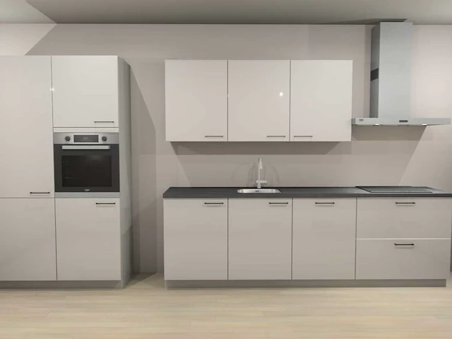 Häcker concept130 wit hoogglans recht opgestelde keuken - afbeelding 1 van  20