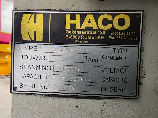 Haco - 2013 - kompakt 3015 - plasmasnijmachine - afbeelding 9 van  20