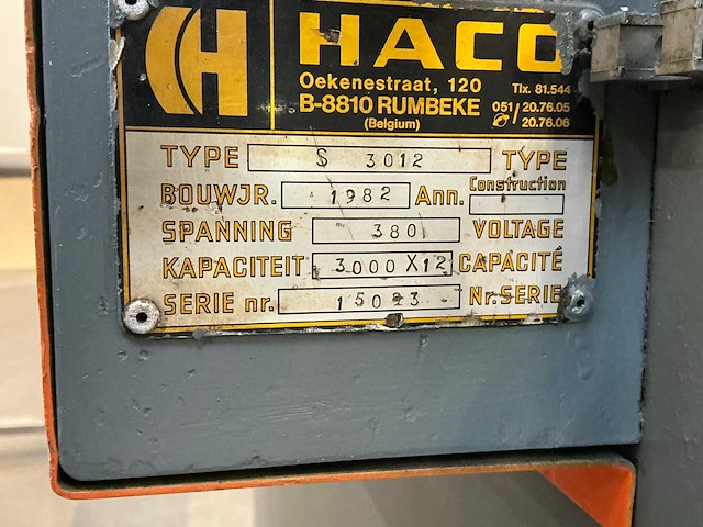 Haco s3012 guillotineschaar - afbeelding 8 van  11