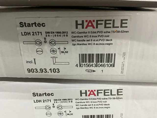 Háfele - ldh-2171 - 8 sets deurklinken inclusief wc-badkamersluiting - afbeelding 3 van  6
