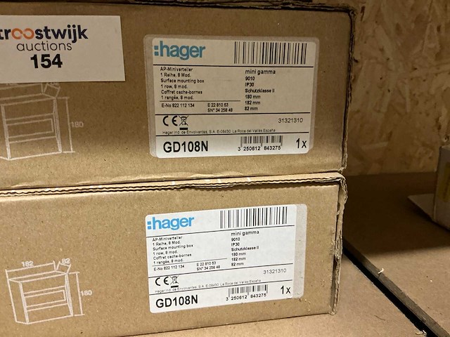 Hager gd108n mini verdeler (2x) - afbeelding 2 van  3