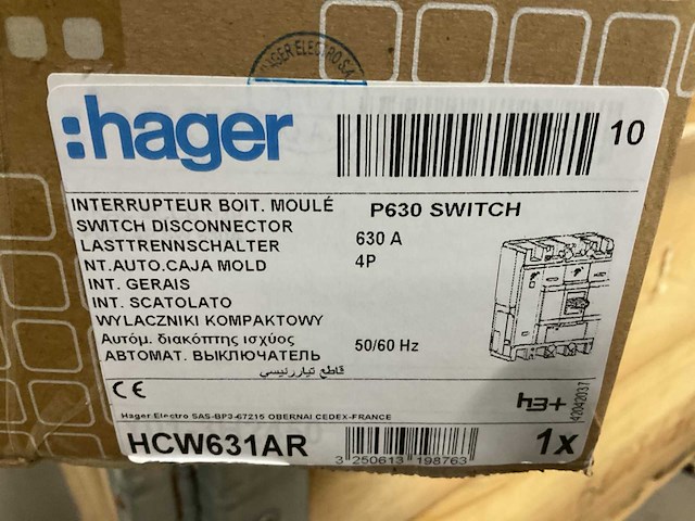 Hager h3+ p630 4p hcw631ar vermogensschakelaar - afbeelding 2 van  2