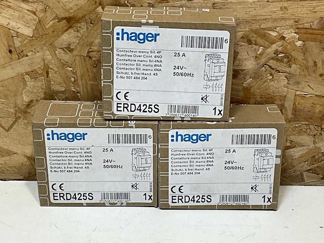 Hager magneetschakelaar 25a met handbed.4 maak geruisarm 24v ac 50/60hz (3x) - afbeelding 3 van  3