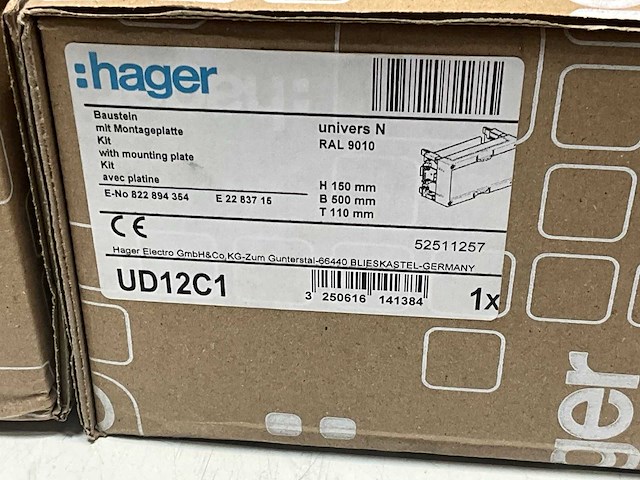 Hager ud12c1 bouwsteen, 150x500mm, met montageplaat verstelbaar (2x) - afbeelding 3 van  4