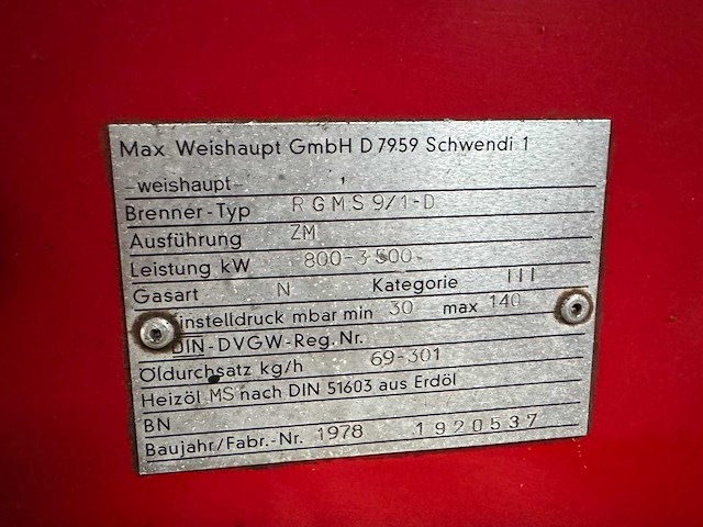 Hagomatic industriële stoomketel - v.v weishaupt rgms9/1-d gasbrander + kanaalwerk - afbeelding 2 van  9