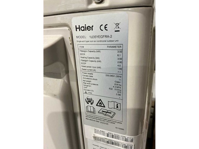 Haier 1u35yegfra-2 airco buitenunit - afbeelding 5 van  5