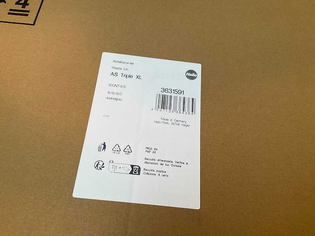 Hailo as triple xl 500 multi-prullenbak afvalsysteem donkergrijs - afbeelding 3 van  5