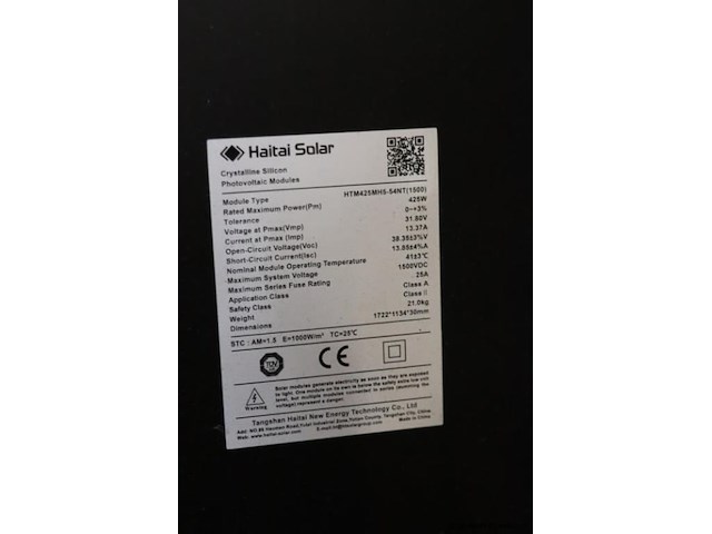 Haitai solar fotovoltaïsche module htm425mh5-54nt(1500) - 6 stuks - afbeelding 3 van  3
