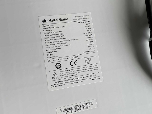 Haitai solar htm-tsa-360m2 360wp zonnepaneel (8x) - afbeelding 2 van  6