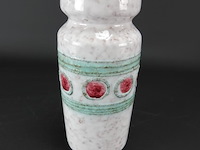 Haldensleben, vintage keramische vaas, witgroene rode stippen, oost-duitsland jaren 60-70 - afbeelding 1 van  5