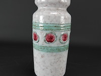 Haldensleben, vintage keramische vaas, witgroene rode stippen, oost-duitsland jaren 60-70 - afbeelding 2 van  5