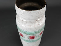 Haldensleben, vintage keramische vaas, witgroene rode stippen, oost-duitsland jaren 60-70 - afbeelding 3 van  5