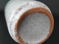 Haldensleben, vintage keramische vaas, witgroene rode stippen, oost-duitsland jaren 60-70 - afbeelding 5 van  5