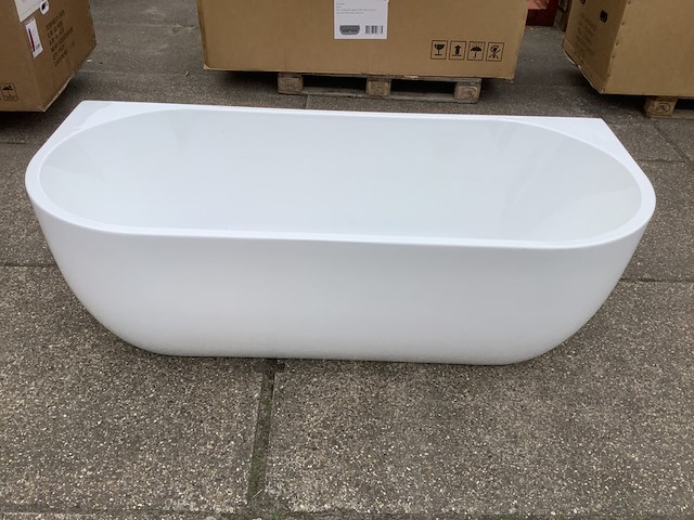 Half vrijstaand ligbad 180x80 cm, wit - afbeelding 3 van  9