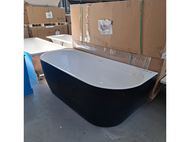 Half-vrijstaand ligbad (2 x ronde hoek) sanilux, moon, moon/black - afbeelding 4 van  8