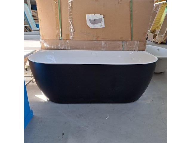 Half-vrijstaand ligbad (2 x ronde hoek) sanilux, moon, moon/black - afbeelding 1 van  9